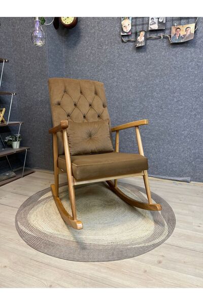 Asedia Trend Naturel Açık Kahve Kapitoneli Sallanan Sandalye Dinlenme Emzirme...