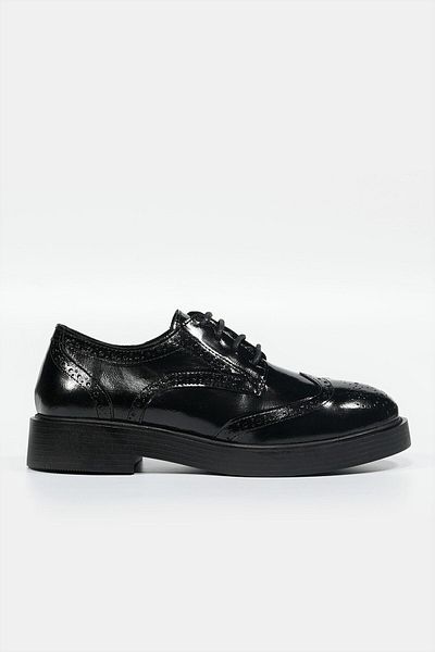 TUNAELLİ PANTOFI OXFORD DE FEMEI NEGRE PANTOFI OXFORD PIELE NATURALĂ