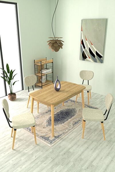 VİLİNZE Vilinze Deniz Sandalye Avanos Ahşap MDF Açılır Mutfak Masası Takımı -...