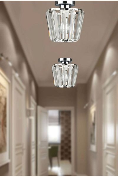 MİNAYS Diana Model Plafonier - Chrome Crystal Stone Detailed