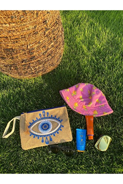 4nio Τσάντα Jüt Göz Clutch - Ιδρωμένος Μπίκι και Κρέμα Θαλάσσια Τσάντα