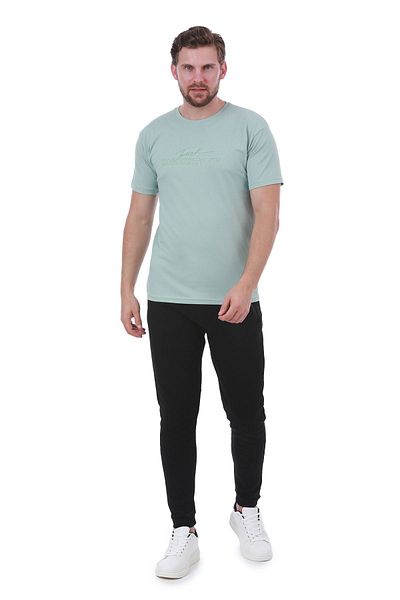 WERRONİ Men's Slim Fit Touch Sensitive Printed Mint Color T-Shirt