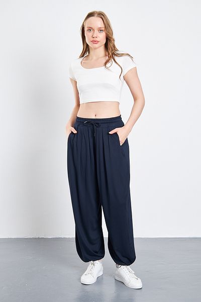 CrazyShopping Modal Viscose Women's Shalwar Trousers - Carrot Leg, Pockets and Loose