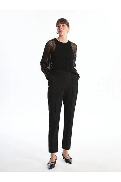 LC Waikiki Lcwaikiki Classic - New Black Women's Trousers, Elastic Waist