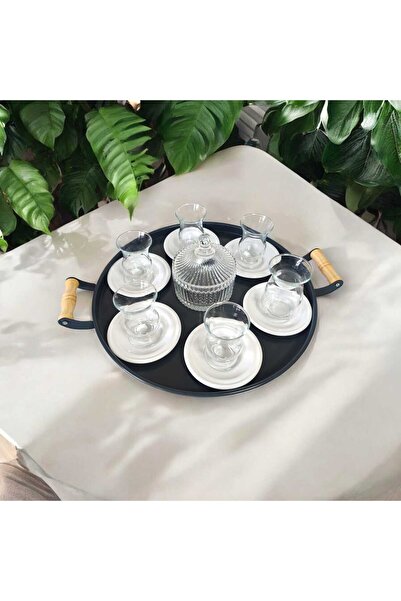 EceAksesuar Metal Tea Plate-Cup Coaster- White Tea Plate- Stainless Anti-Tarn...