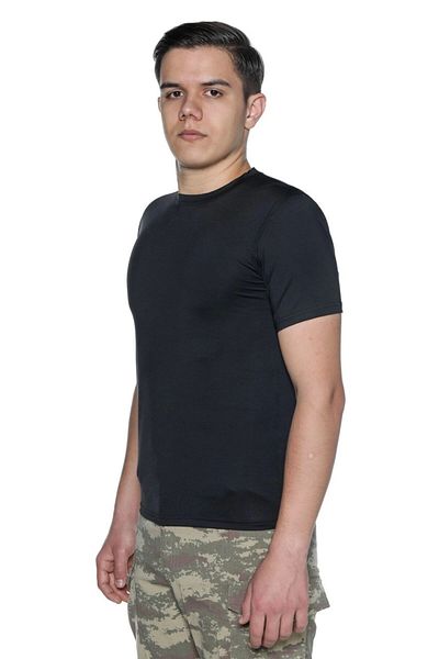 SINGLE SWORD Μαύρο κοντομάνικο μπλουζάκι Microfiber - Military Top Underwear - Microfiber Undershirt