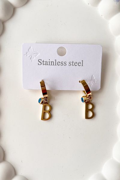 Fubena 316l Steel Earrings with Double Letter