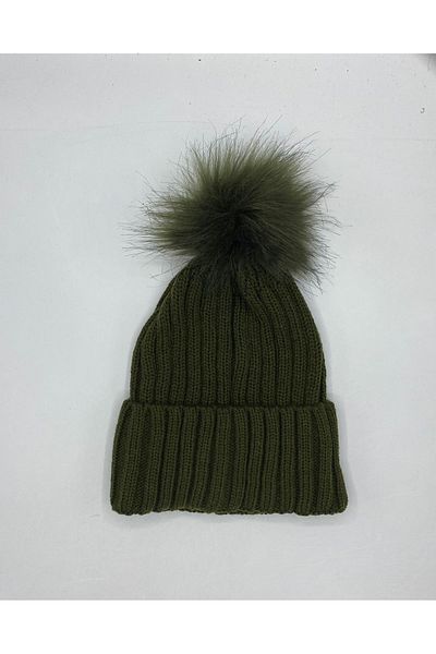 GONCA ŞAPKA Luxury Faux Fur Pompom Beret