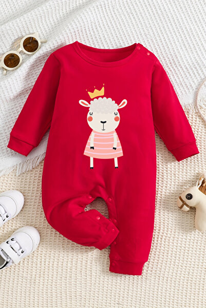 ADABEBEK Stylish Queen Lamb Printed Jumpsuit for Baby Girl - 20237