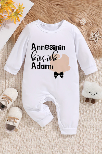 ADABEBEK Mother's Strong Man Patterned Baby Jumpsuit - 22026
