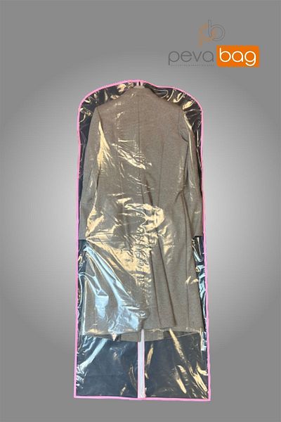 Pevabag Transparent Evening Dress Cover (Gamboç) 5 Pieces / 62x150 CM PINK Piping