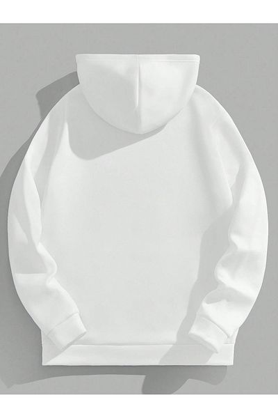 PALPİTO White Unisex Hoodie - I Dont Care Printed, 3 Thread Hooded Sweatshirt
