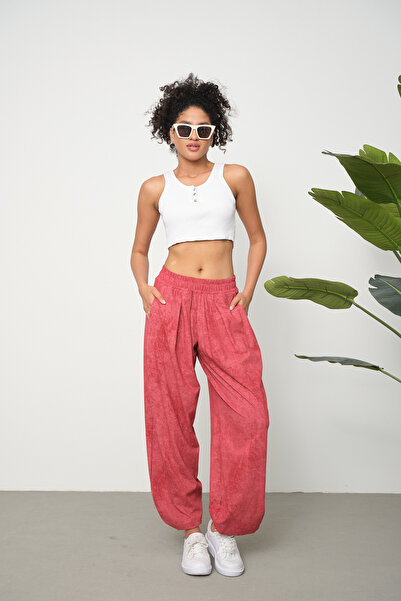 CrazyShopping Cupra Fabric Women's Shalwar - Carrot Leg Trousers with Pockets and Drapers