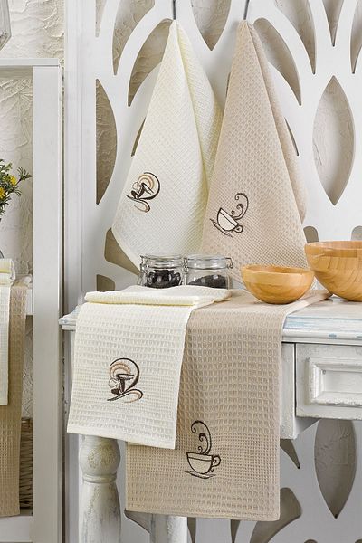 Eponj Home 40x60 Καφέ Χρώμα 6 Συσκευασίες Κεντημένες Χαρτοπετσέτες