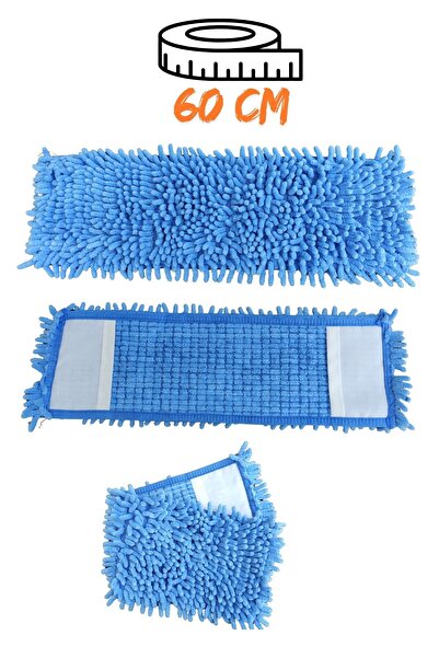 MaxClean Mikrofiber Makarna Mop Ucu - Paspas Yedek Başlık Mavi 60 cm