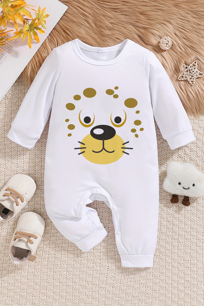 ADABEBEK Cute Baby Rompers with Lion Print - 20230