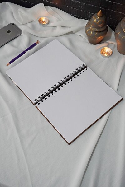 markcat Mustafa Kemal Atatürk Wooden Notebook - Agenda A5 Spiral School Notebook