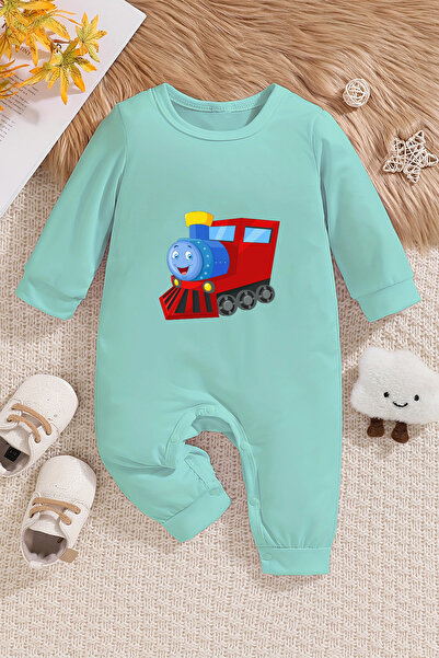 ADABEBEK Baby Boy Soft Jumpsuit - Train Printed, 20218 Model