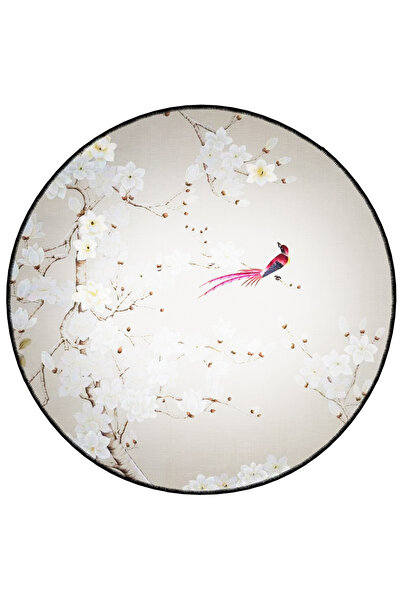 Rugs Modern Halı Mira Round Beige Woven Base Decorative Carpet with White Flo...
