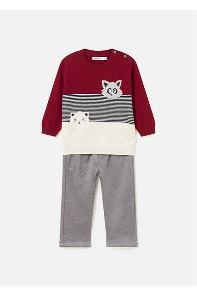 MAYORAL Baby Boy Red Sweater and Trousers Set - 2544