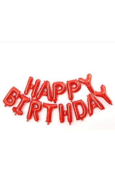 parti sürprizi Happy Birthday Red Letter Foil Balloon Set