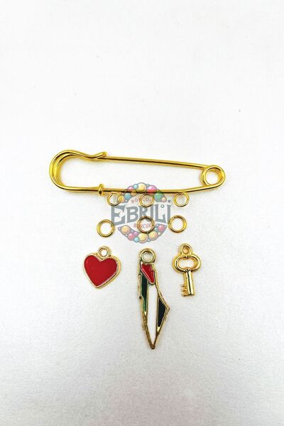 Ebruli Boncuk Filistin Kudüs Yakalık Çengel Kolye Ucu Kalp Anahtar Aksesuar