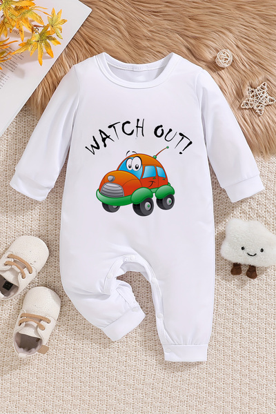 ADABEBEK Watch Out Car Printed Jumpsuit for Baby Boy - 22193