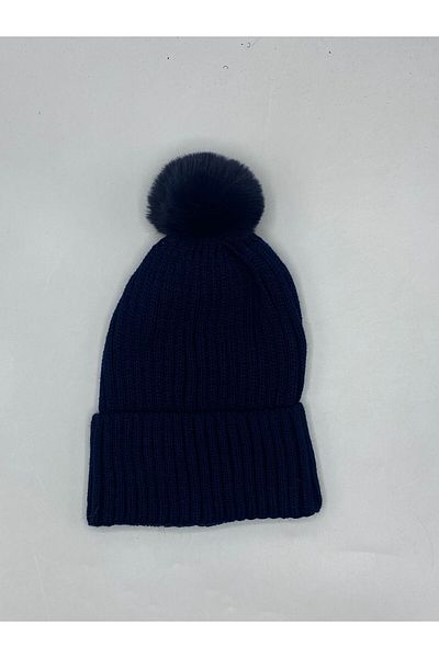 GONCA ŞAPKA Luxury Beret with Faux Fur Pompom