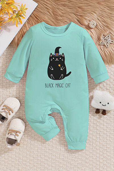ADABEBEK Magic Cat Printed Style Baby Jumpsuit - Black 22205