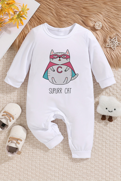 ADABEBEK Supurr Cat Printed Baby Jumpsuit - 22209