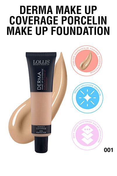 Lollis Derma Make Up Coverage Porcelain Make Up Foundation / Derma Yüksek Kap...