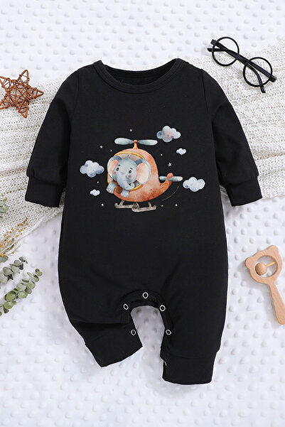 ADABEBEK ثوب فضفاض للأطفال ناعم - مطبوع عليه فيل يركب بطائرة هليكوبتر، 10240