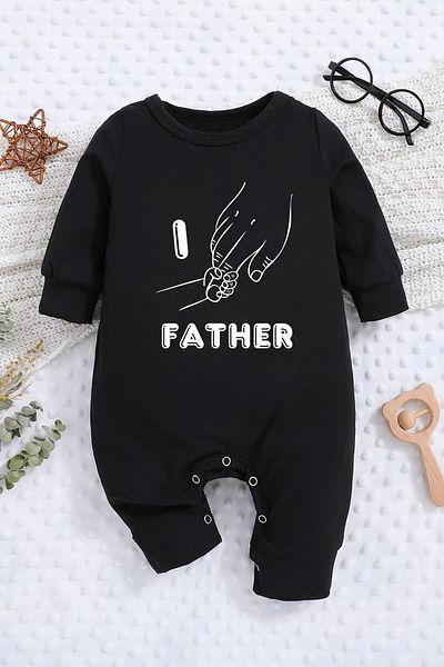 ADABEBEK جمبسوت أطفال مطبوع عليه عبارة "I Love Father" - موديل 22024
