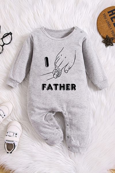 ADABEBEK I Love Father Printed Baby Jumpsuit - 22024 Model