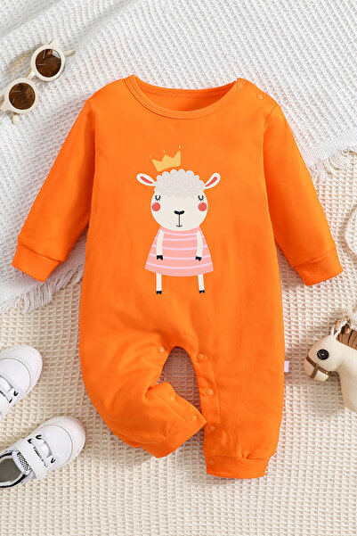 ADABEBEK Stylish Queen Lamb Printed Jumpsuit for Baby Girl - 20237