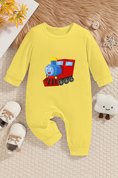 ADABEBEK Baby Boy Soft Jumpsuit - Train Printed, 20218 Model