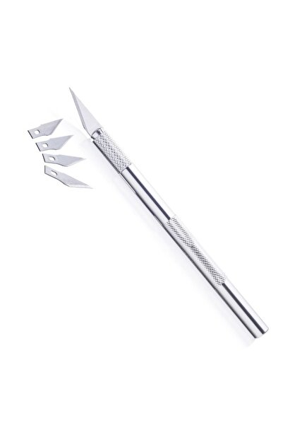 My Think Kretuar Bıçağı Neşter Hassas Kesim Hobi 4 Yedekli Metal Saplı
