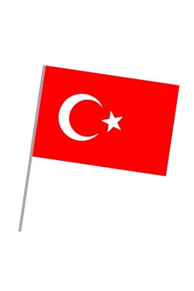 şahane parti 23x15 - Küçük Boy Sopalı Kumaş Türk Bayrağı 20 Adet