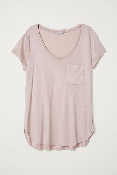 NEWLAKER Oversize Jersey T-Shirt with Front Pocket Detail