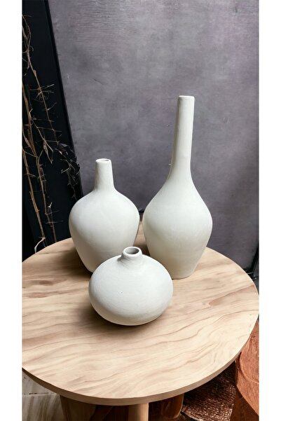 BAYRAMPASAHOBİM Ham Seramik Babuş Vazo Seti