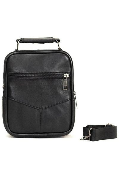 mygeppetobag Men's Black Steel Case Genuine Leather Hand and Shoulder Bag