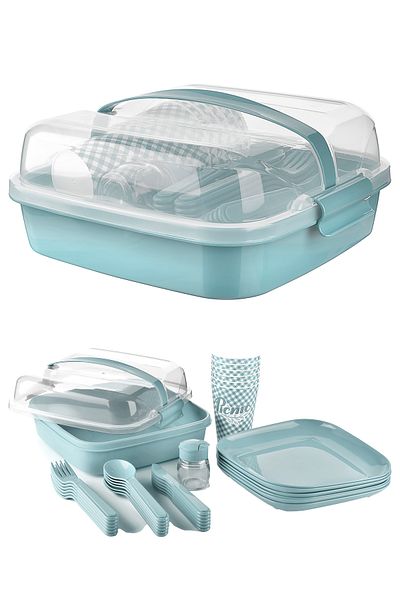 Emofom Picnic Set - Lovely Picnic Container for Plate, Fork and Spoon