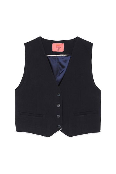 Quzu Navy Blue Vest - Piping Detail