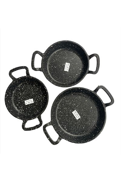 Alaca 3-Piece Cast Iron Sahan Set Black