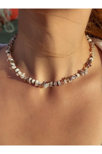 CAPO by Aytaç Yamaç Natural Stone Necklace - with Moon and Agate Stone, Elegance Where Elegance and Naturality Meet