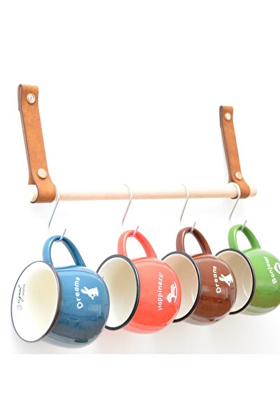 Bundera Deri Banyo Mutfak Düzenleyici Kupa Fincan Havlu Askısı Organizer