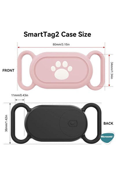 Microsonic Samsung Galaxy Smart Tag 2 Kılıf, Evcil Hayvan için Silikon Boyun Tasma Aparatı Siyah