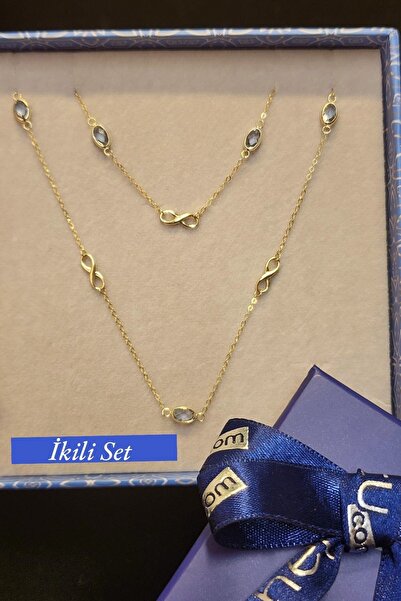 Hepimitu Sonsuzluk Taşlı Ikili Altın Set