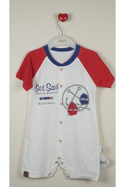 LİLOŞ Summer Sailor for Baby Boy - Jumpsuit with Snap Fasteners