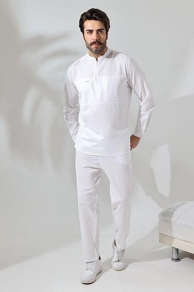 Reis Shirted Hajj Umrah Set - White